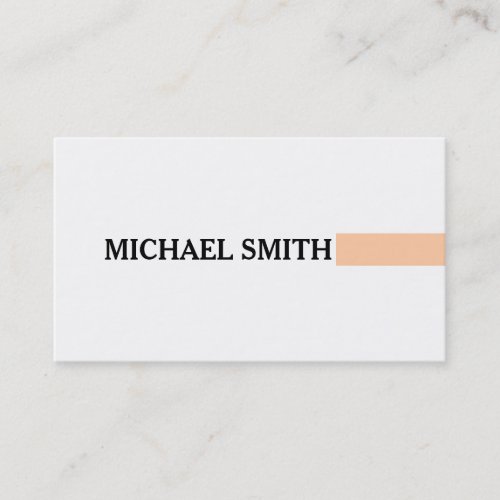 Professional Elegant Peach Modern Plain White Business Card