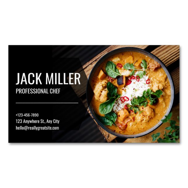 Professional Elegant Personal Chef Catering  Business Card Magnet (Front)