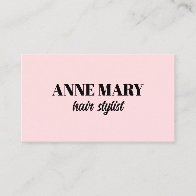 Professional Elegant Pink Black Hairstylist Salon  Business Card (Front)