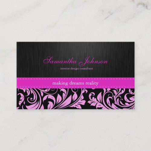 Professional Elegant Pink Damask Business Cards
