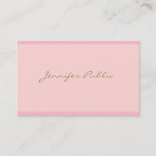 Professional Elegant Pink Gold Script Modern Plain Business Card
