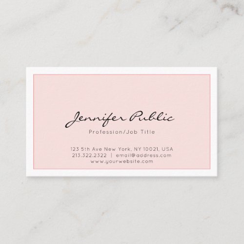 Professional Elegant Pink Minimalist Plain Trendy Business Card