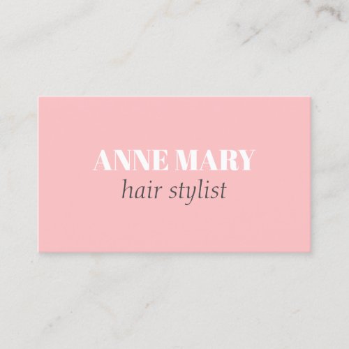 Professional Elegant Pink White Hairstylist Salon  Business Card