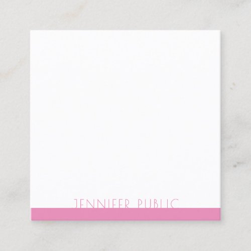 Professional Elegant Pink White Template Modern Square Business Card