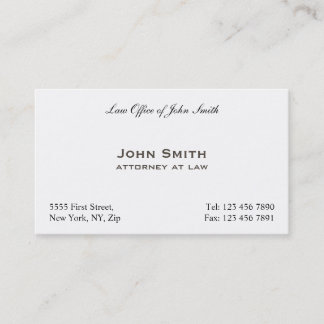 Professional Elegant Plain Attorney Law Office Business Card