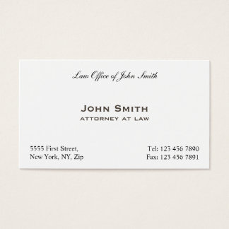 Professional Elegant Plain Attorney Law Office Business Card