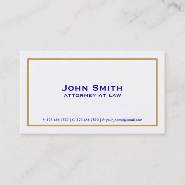Professional Elegant Plain Attorney White Simple Business Card (Front)