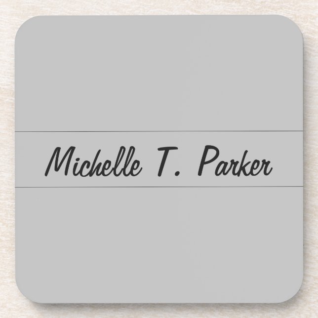 Professional elegant plain minimalist calligraphy beverage coaster (Front)