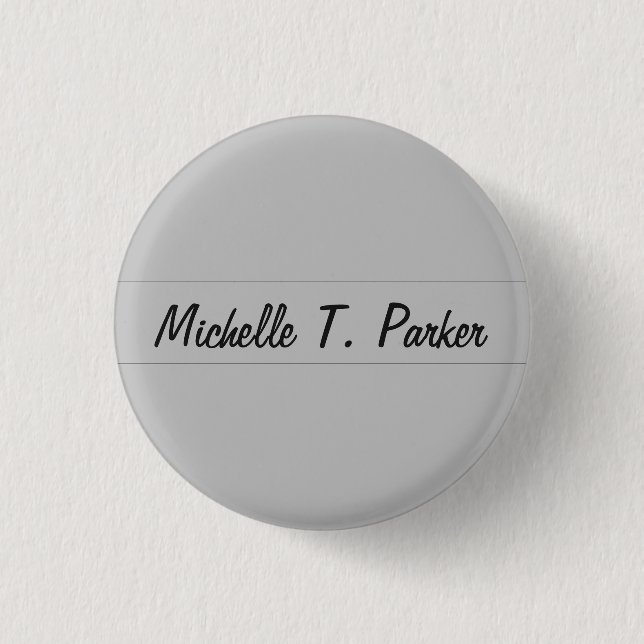 Professional elegant plain minimalist calligraphy button (Front)