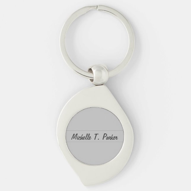 Professional elegant plain minimalist calligraphy keychain (Front)