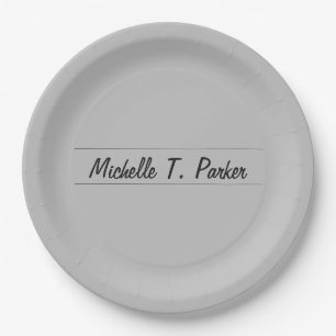 Professional elegant plain minimalist calligraphy paper plates