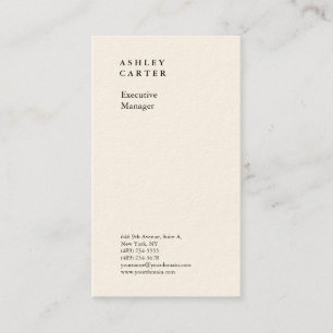 Professional elegant plain minimalist modern cream business card