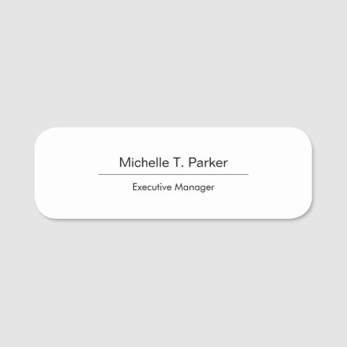Professional elegant plain minimalist modern name tag