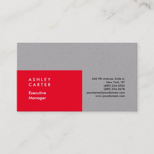 Professional elegant plain minimalist red grey business card