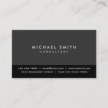Professional Elegant Plain Modern Black And Gray Business Card by Lamborati at Zazzle