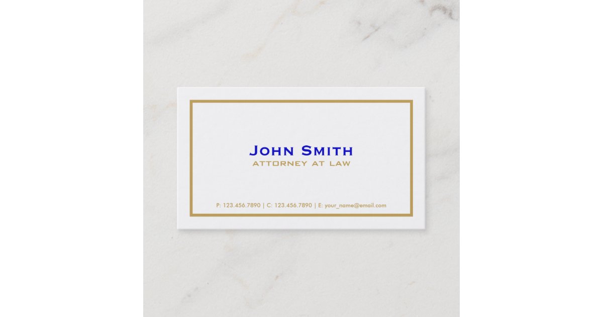 Professional Elegant Plain Simple Attorney White Business Card