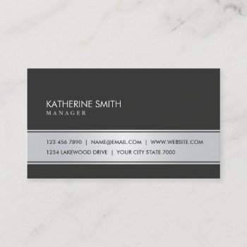 Professional Elegant Plain Simple Black And Silver Business Card by BusinessCardsProShop at Zazzle