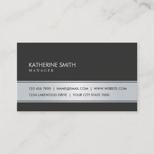 Customizable Professional Elegant Plain Simple Black and Silver Business Card Templates
