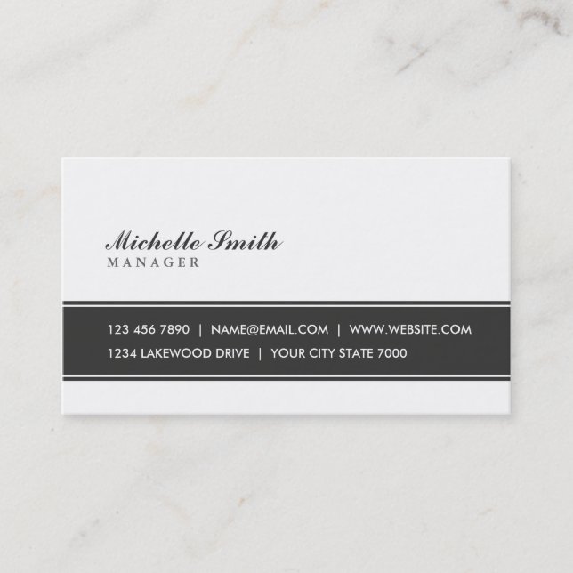 Professional Elegant Plain Simple Black and White Business Card (Front)