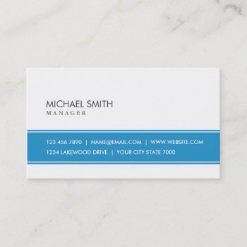 Professional Elegant Plain Simple Blue And White Business Card by BusinessCardsProShop at Zazzle
