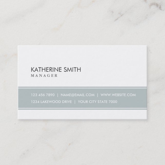 Professional Elegant Plain Simple Gray and White Business Card (Front)