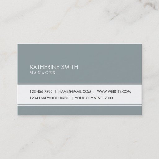 Customizable Professional Elegant Plain Simple Green Gray Business Cards