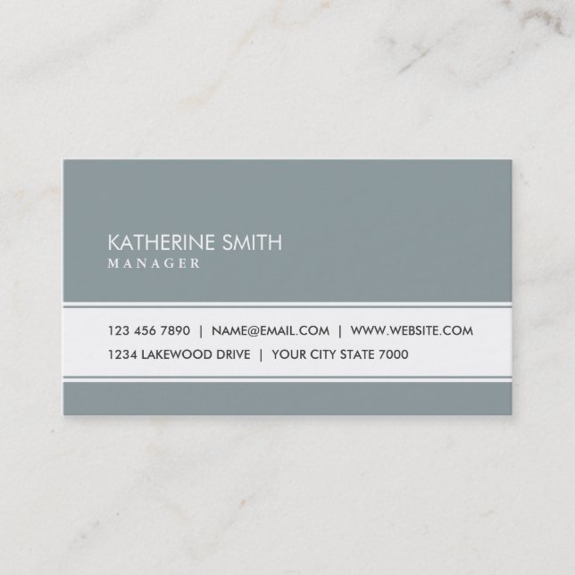 Professional Elegant Plain Simple Green Gray Business Card (Front)