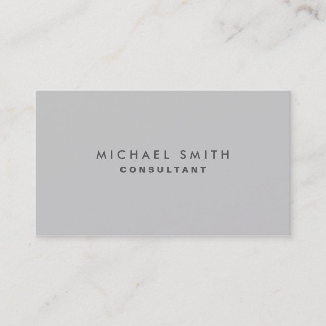 Professional Elegant Plain Simple Modern Gray Business Card (Front)