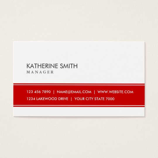 Professional Elegant Plain Simple Red And White Business Card