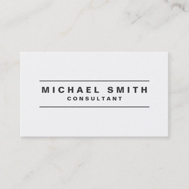 Professional Elegant Plain White Modern Simple Business Card (Front)