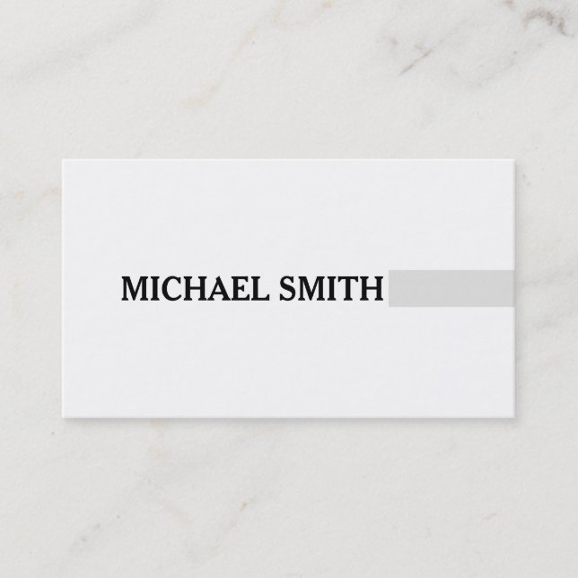 Professional Elegant Platinum Modern Plain White Business Card (Front)