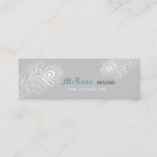 Professional Elegant Pretty Peacock Feather Mini Business Card