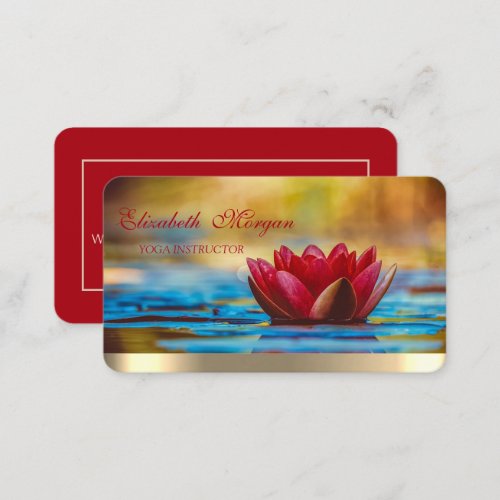 Professional Elegant Red LotusYoga  Business Card
