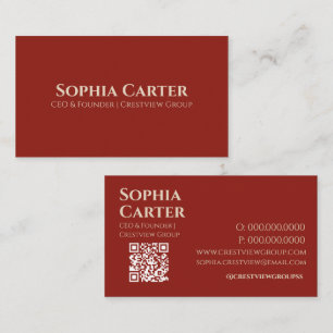 Professional Elegant Red White QR Code Premium Business Card