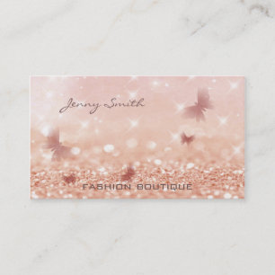 Professional elegant rose gold bokeh butterfly business card