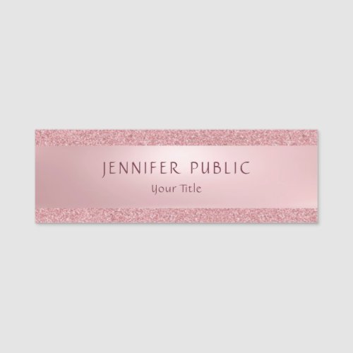 Professional Elegant Rose Gold Glitter Modern Chic Name Tag