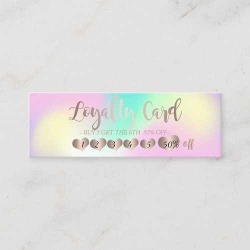 Professional Elegant Rose Gold Hearts Holographic Loyalty Card
