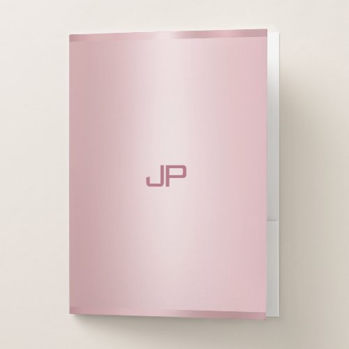 Professional Elegant Rose Gold Monogram Template Pocket Folder
