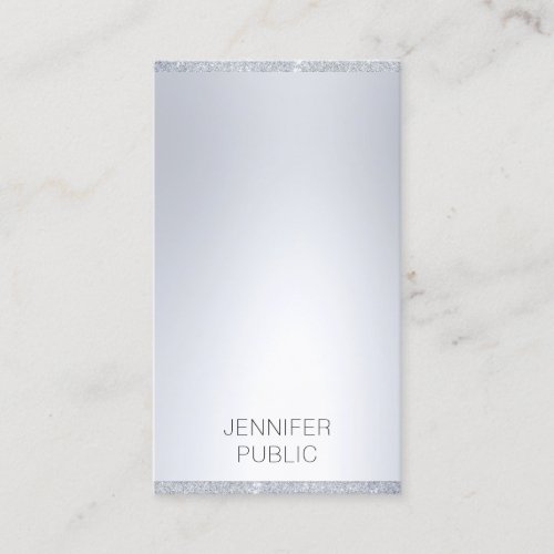 Professional Elegant Silver Glitter Modern Simple Business Card