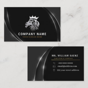  Professional Elegant Silver Lion Logo  Business Card