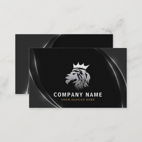  Professional Elegant Silver Lion Logo  Business Card