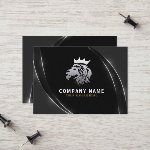  Professional Elegant Silver Lion Logo  Calling Card