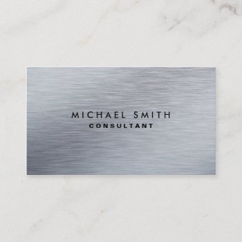 Professional Elegant Silver Metal Modern Plain Business Card by Lamborati at Zazzle