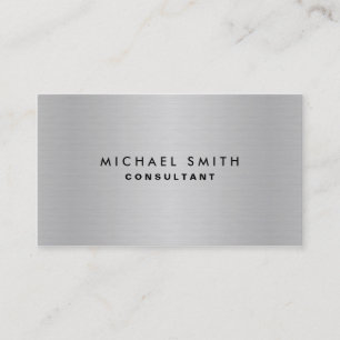 Professional Elegant Silver Metal Modern Plain Business Card