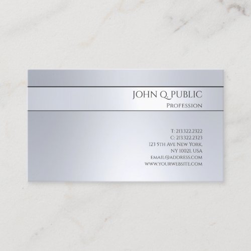 Professional Elegant Silver Minimalist Template Business Card