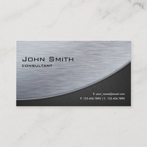 Customizable Professional Elegant Silver Modern Metal Black Business Card Templates