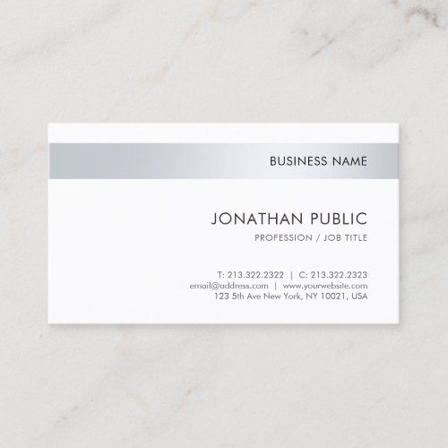 Professional Elegant Silver Simple Template Business Card