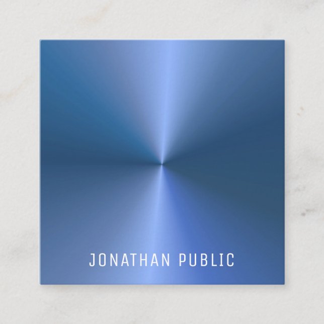 Professional Elegant Simple Blue Template Modern Square Business Card (Front)