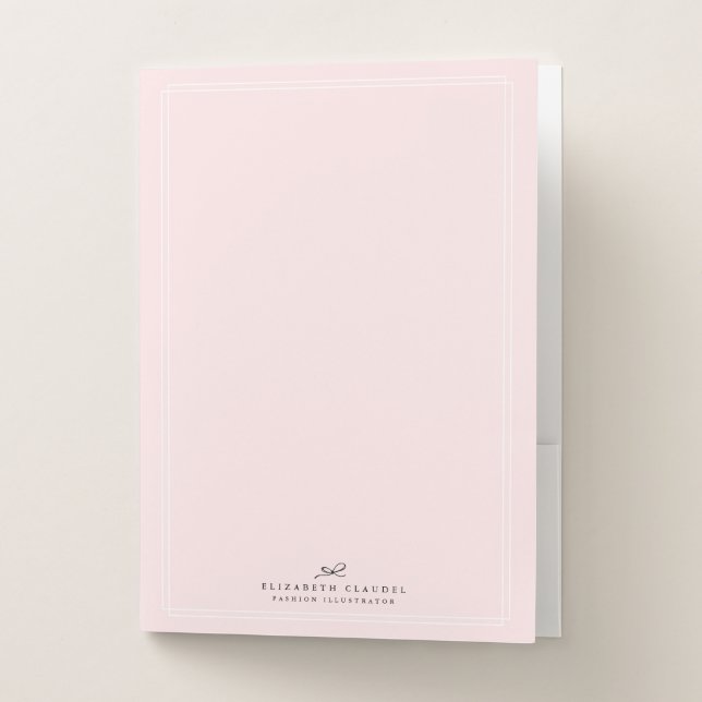 Professional Elegant Simple Blush Black Bow Pocket Folder (Front)