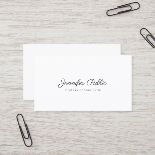 Professional Elegant Simple Chic White Modern Business Card